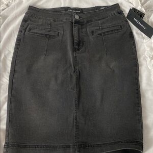 Liverpool Black Denim Skirt